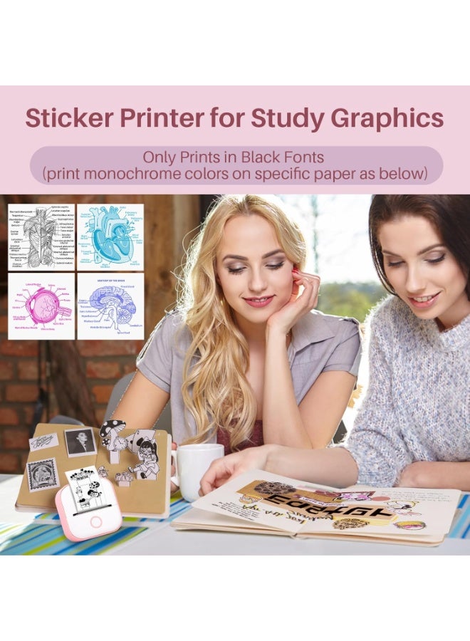 Instant Print for Kids - T02 Print Pod Mini Printer, Sticker Maker Machine, Instant Phone Photo Printer for Study, Fun, Games, Stickers, Labels, Flashcards, Pink - Image 3